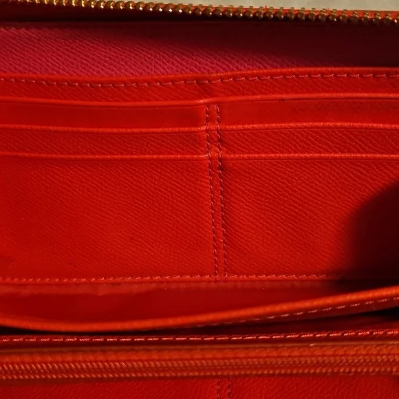 Coach Vibrant Red and Pink Leather Wallet - Picture 6 of 10